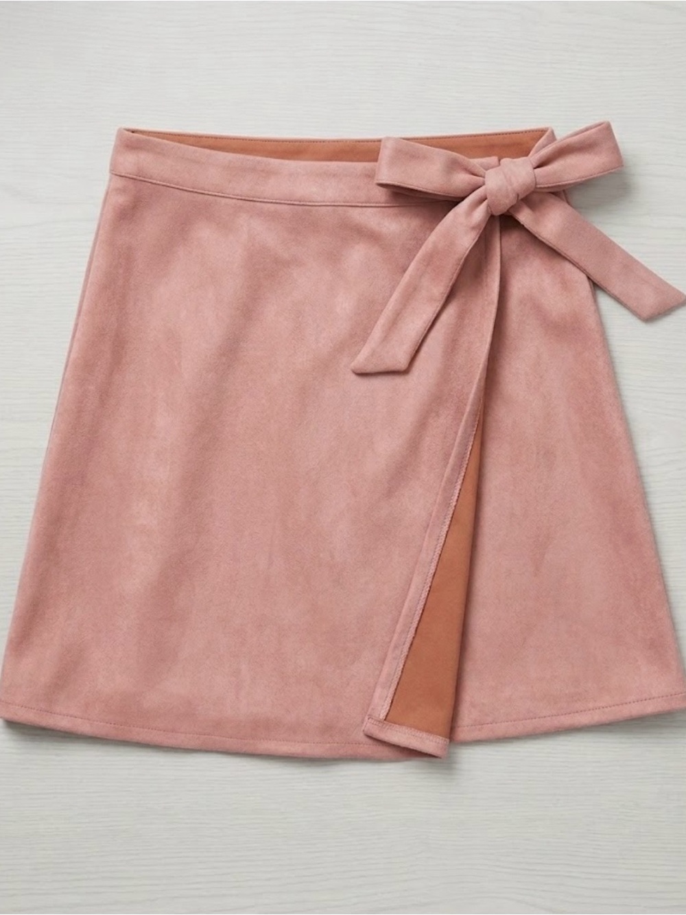 Lulus Dusty Pink Faux Suede Wrap Mini Skirt - Size Medium - Like New